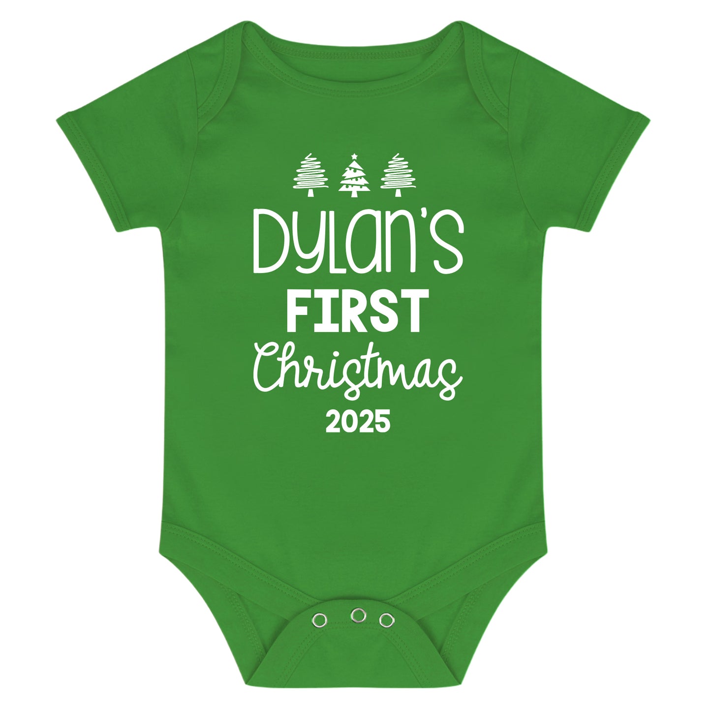 Personalised Babies First Christmas Vest Green