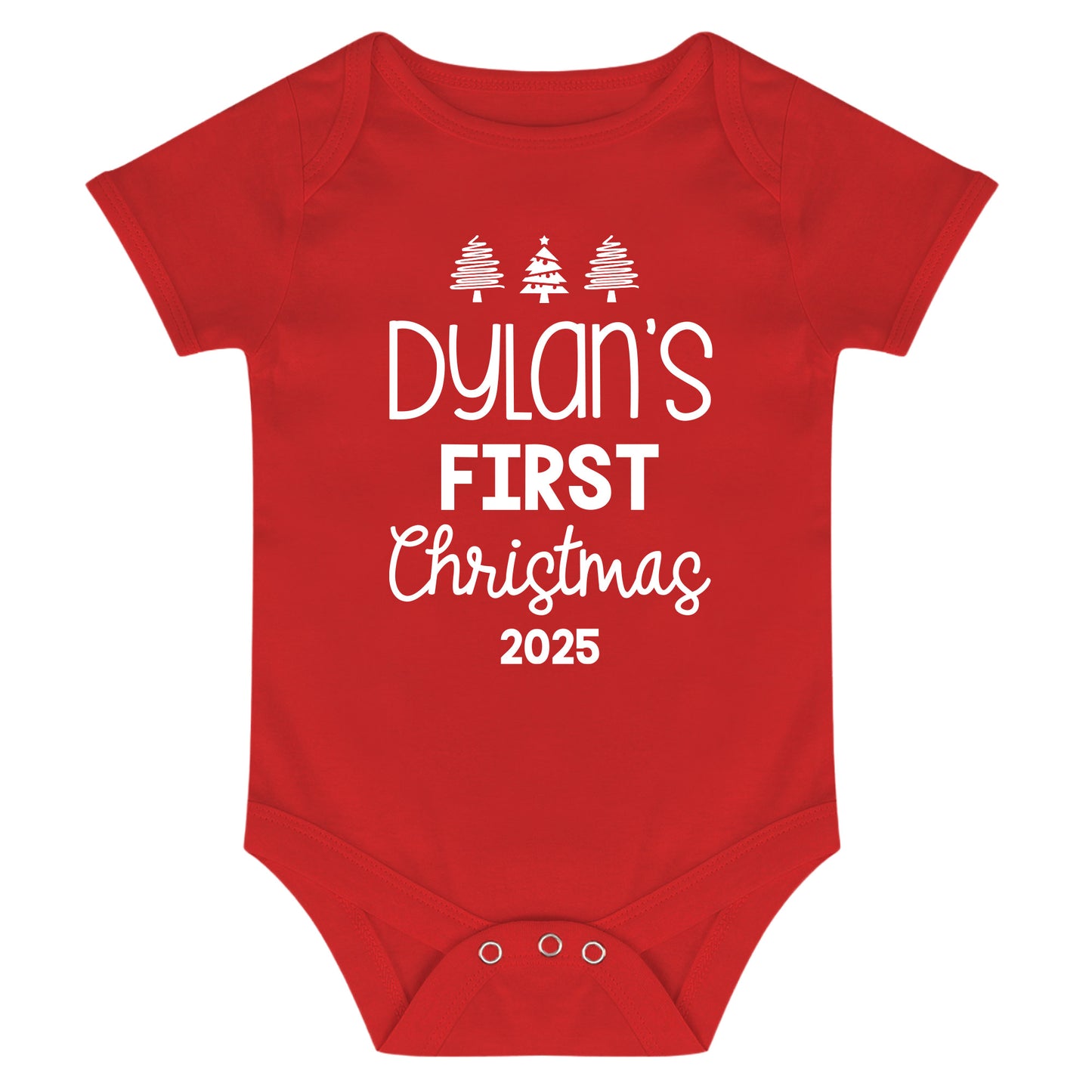 Personalised Babies First Christmas Vest Red