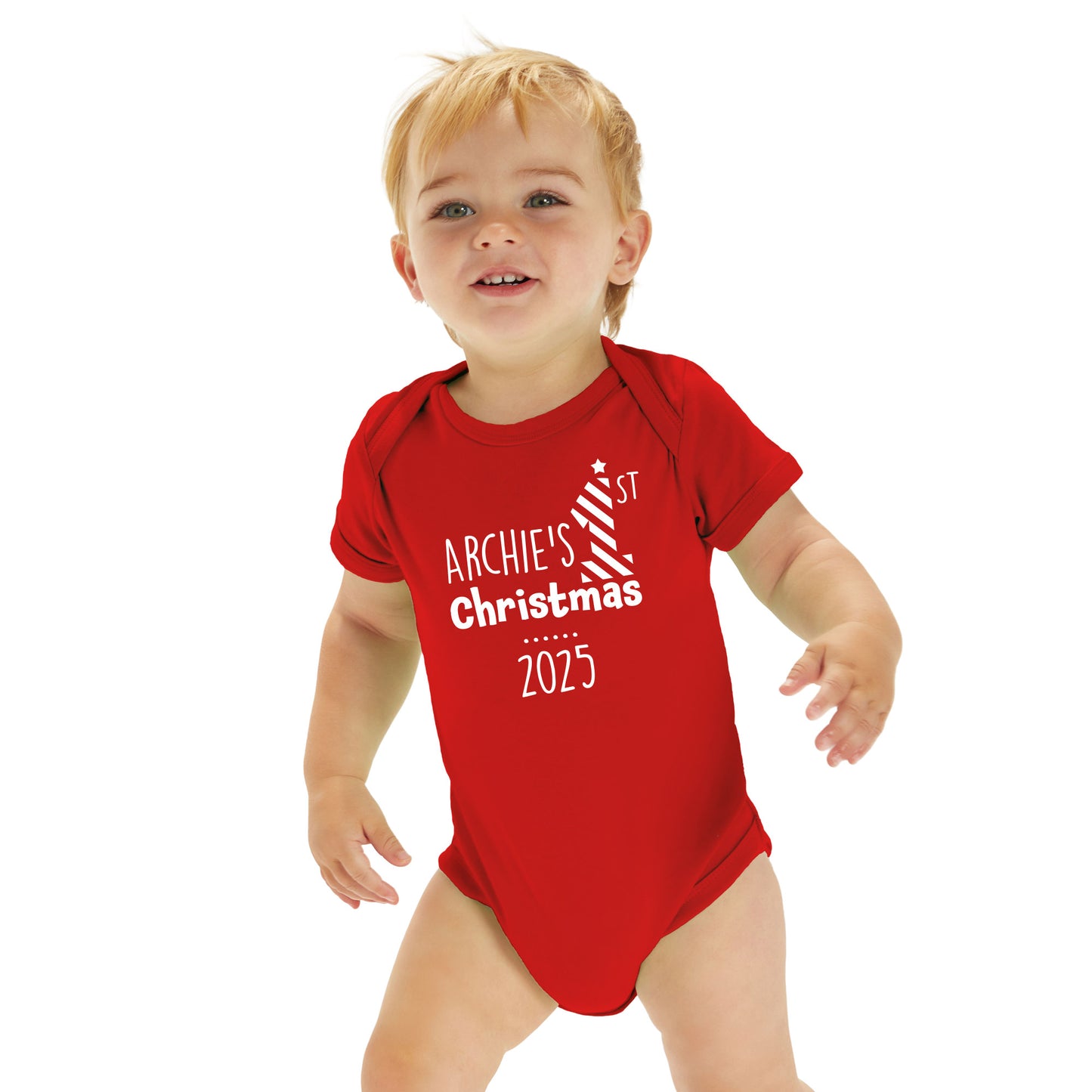 Personalised Babies First Christmas Vest Red