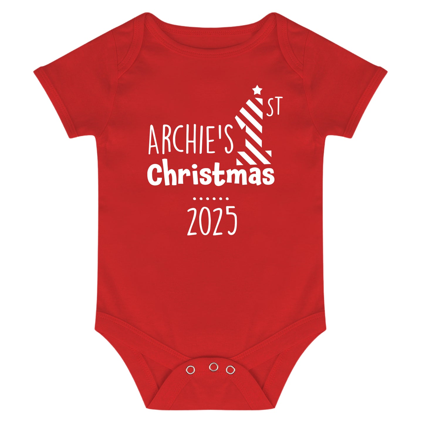 Personalised Babies First Christmas Vest Red