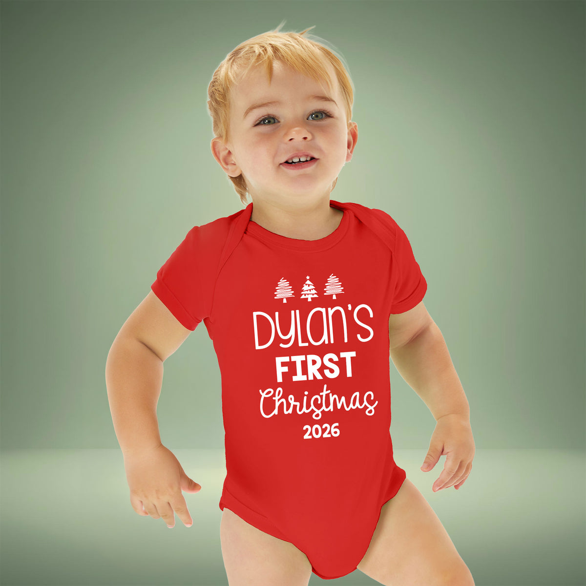 Personalised Babies First Christmas Vest Red
