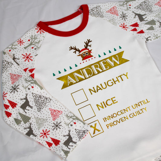 Naughty or Nice Personalised Christmas Pyjamas