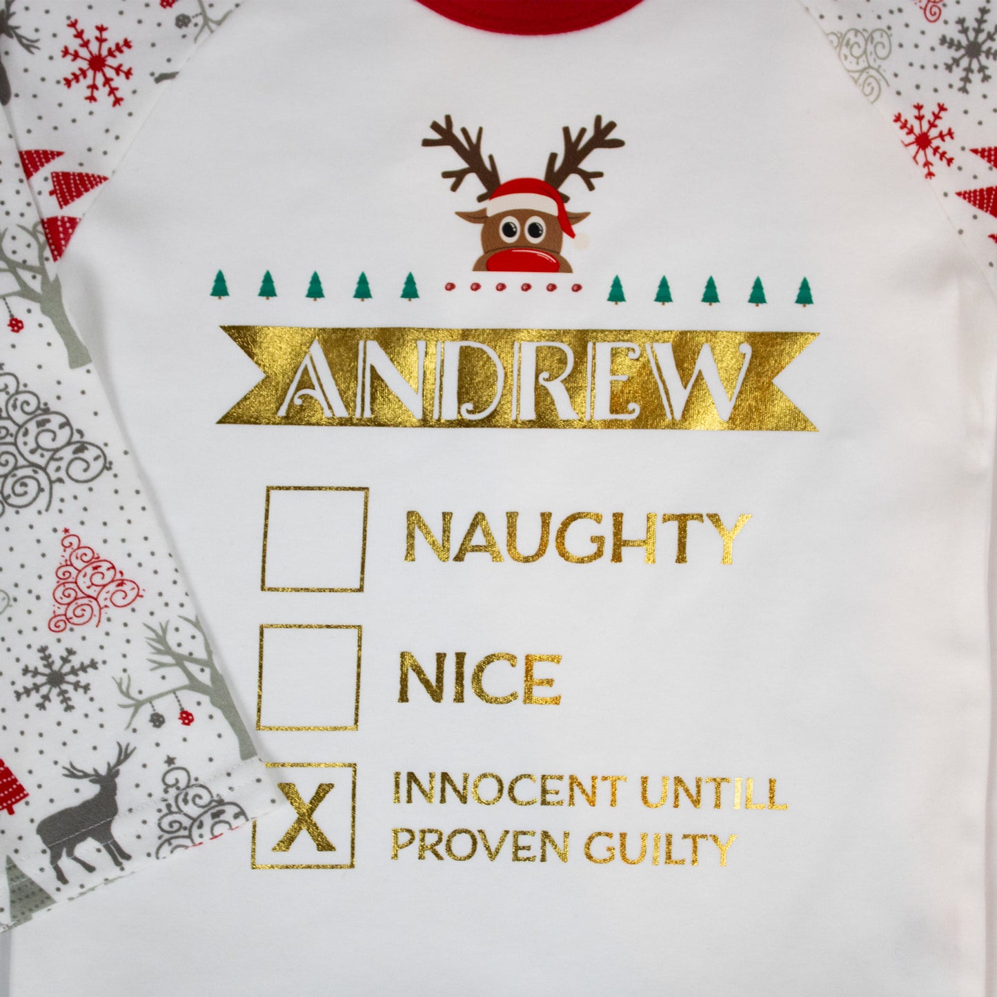 Naughty or Nice Personalised Christmas Pyjamas