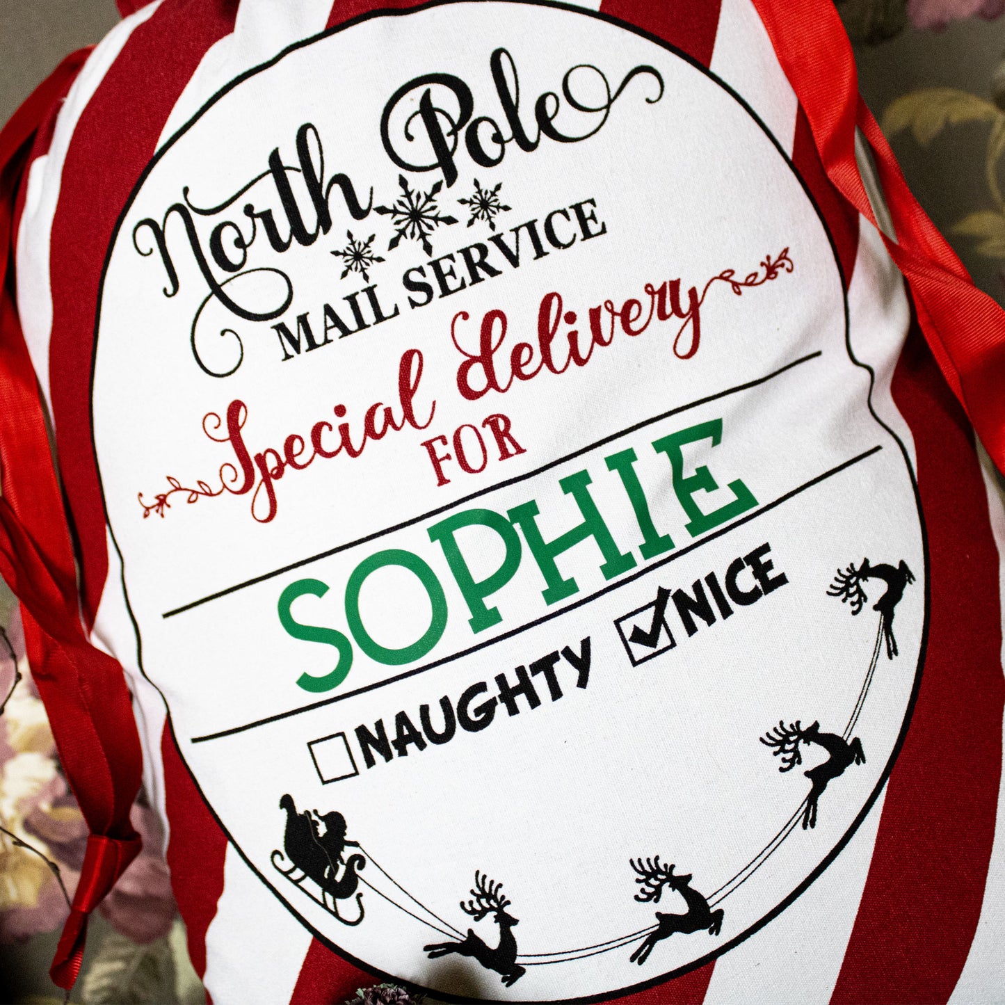 Large Candy Cane Stripe Christmas Sack