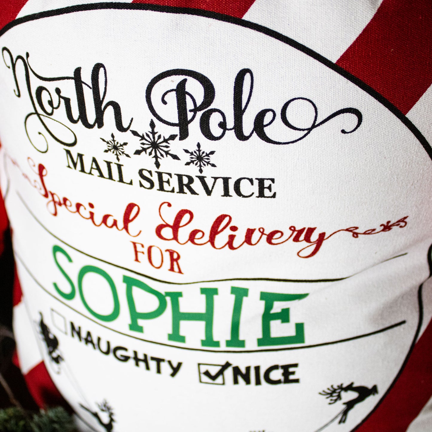 Large Candy Cane Stripe Christmas Sack