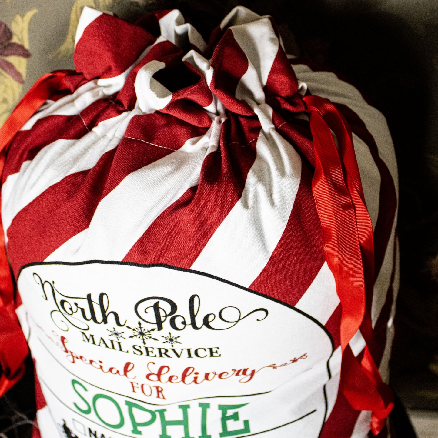 Large Candy Cane Stripe Christmas Sack