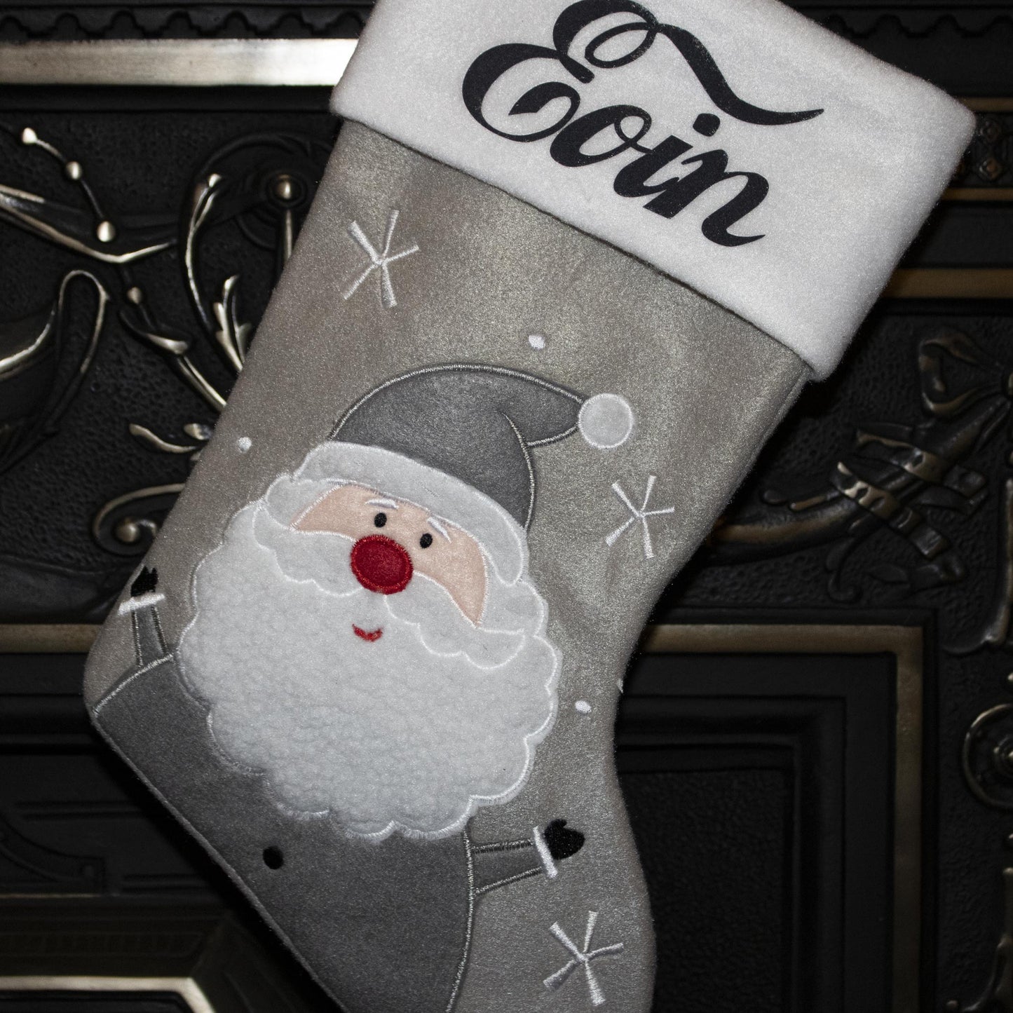 Grey Santa Christmas Stocking