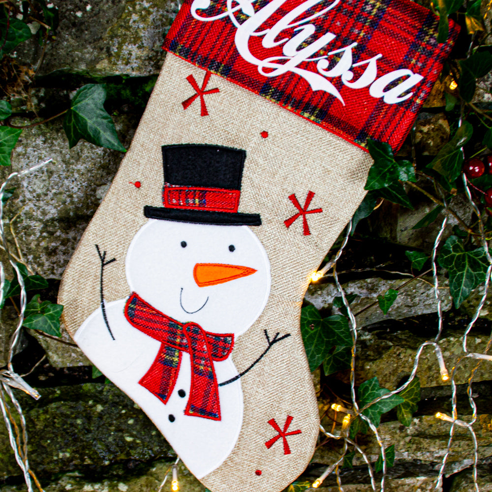 Hessian Snowman Stocking