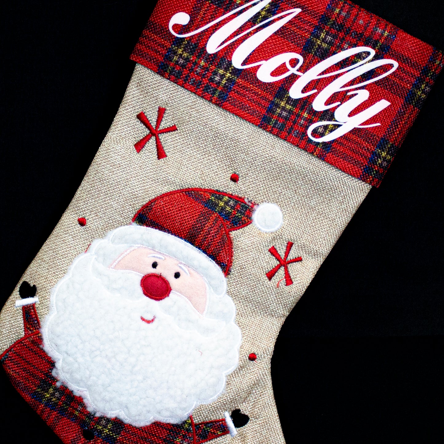 Hessian Tartan Christmas Stocking