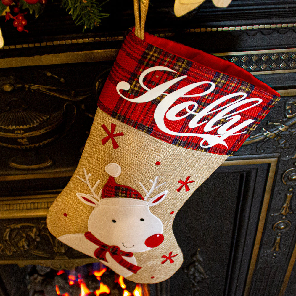Personalised Red Tartan Christmas Stocking