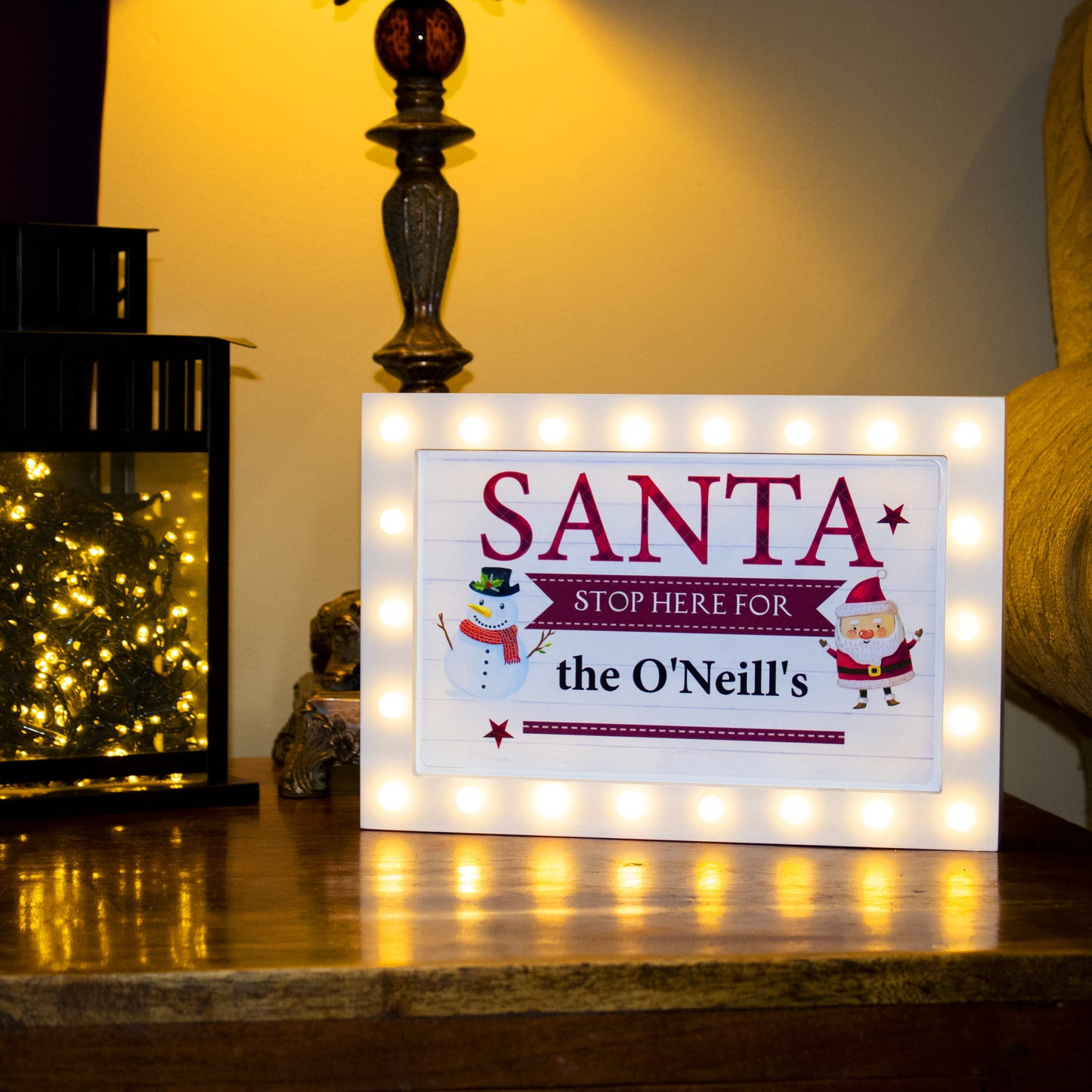 Personalised Santa Stop Here Lightbox