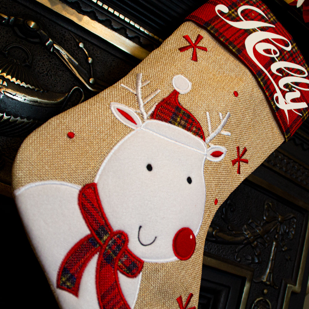 Rudolph Hessian Stocking