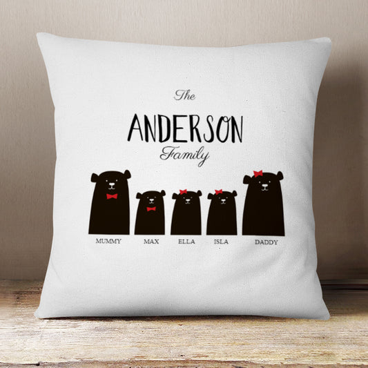 Christmas Bear Cushion 2 Parent 1 Boy 2 Girls