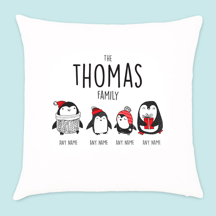 Penguin Christmas Throw Pillow Penguin Family Christmas Pillow