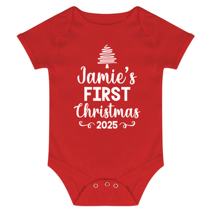 Personalised Babies First Christmas Vest Red