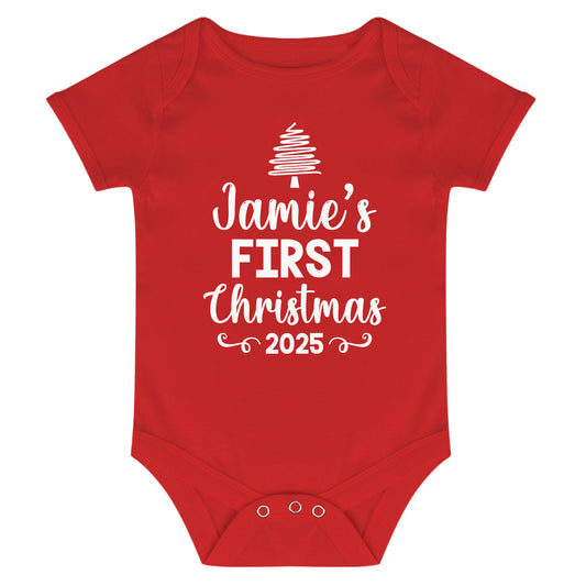 Personalised Babies First Christmas Vest Red