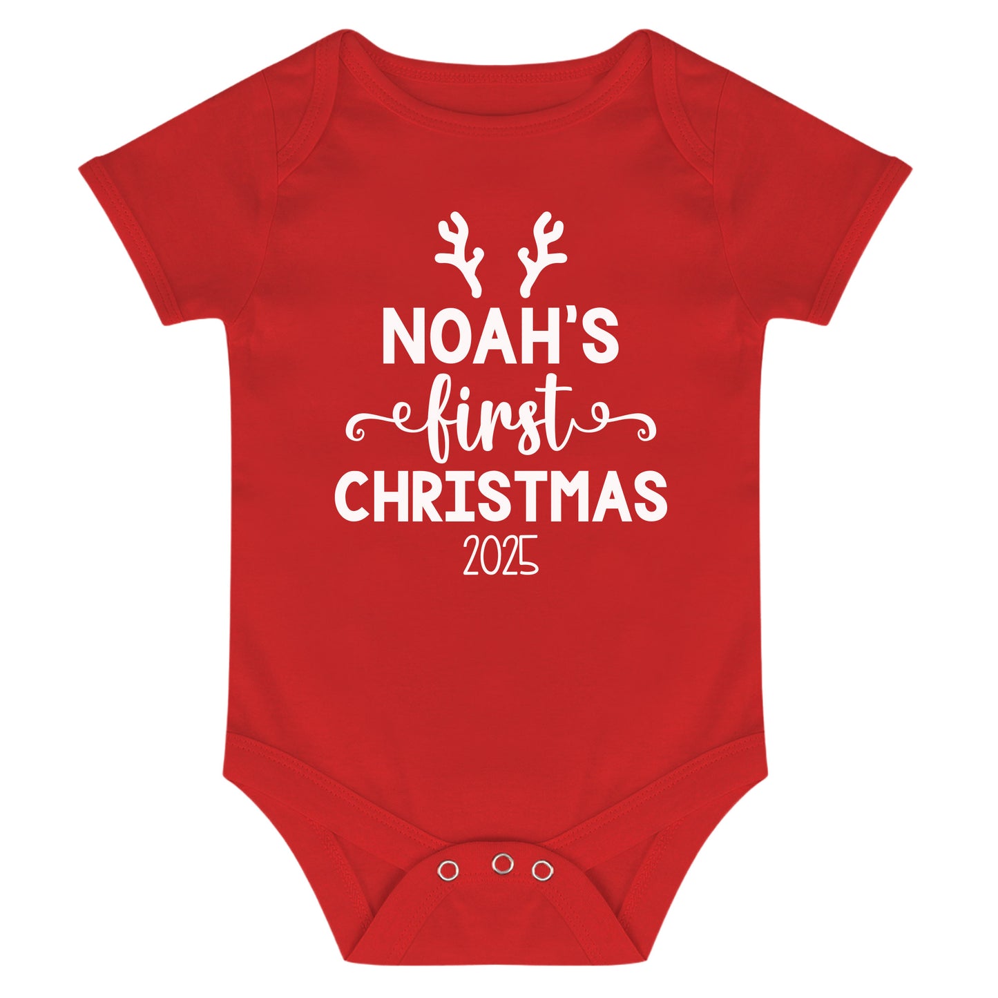 Personalised Babies First Christmas Vest Red
