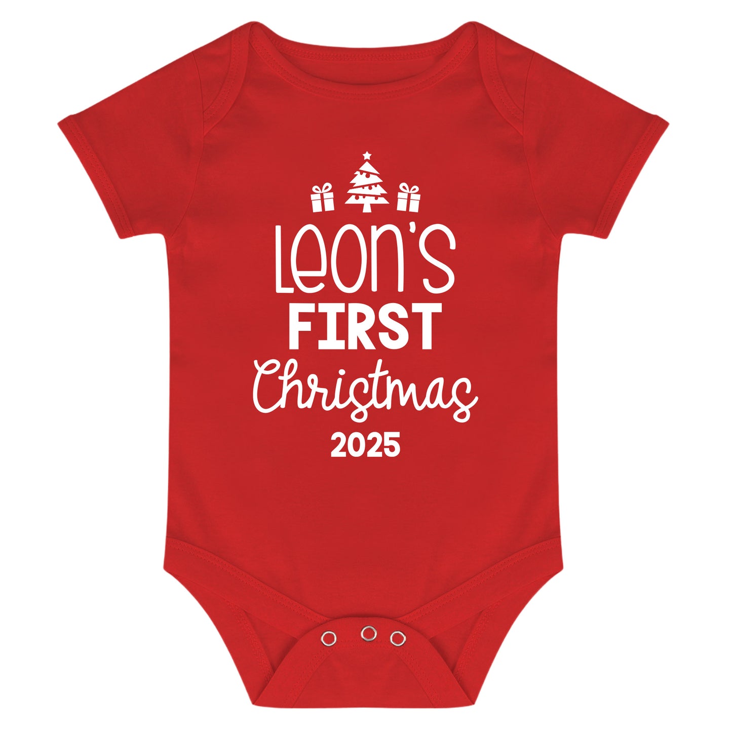 Personalised Babies First Christmas Vest Red