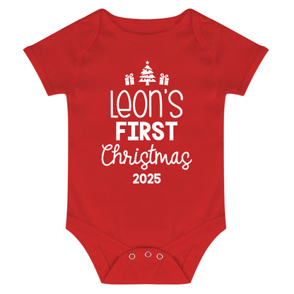 Personalised Babies First Christmas Vest Red