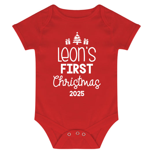 Personalised Babies First Christmas Vest Red