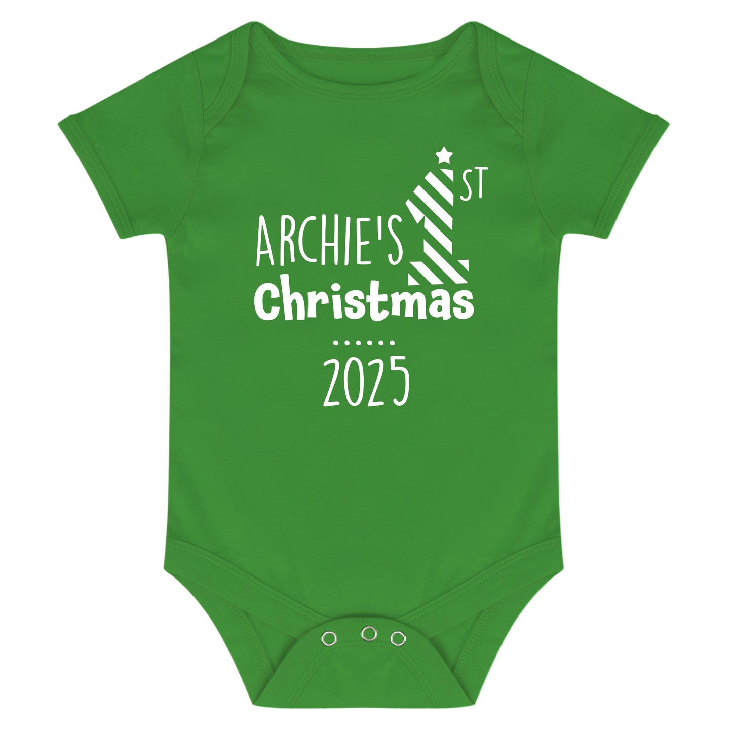 Personalised Babies First Christmas Vest Green