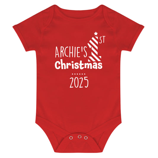 Personalised Babies First Christmas Vest Red