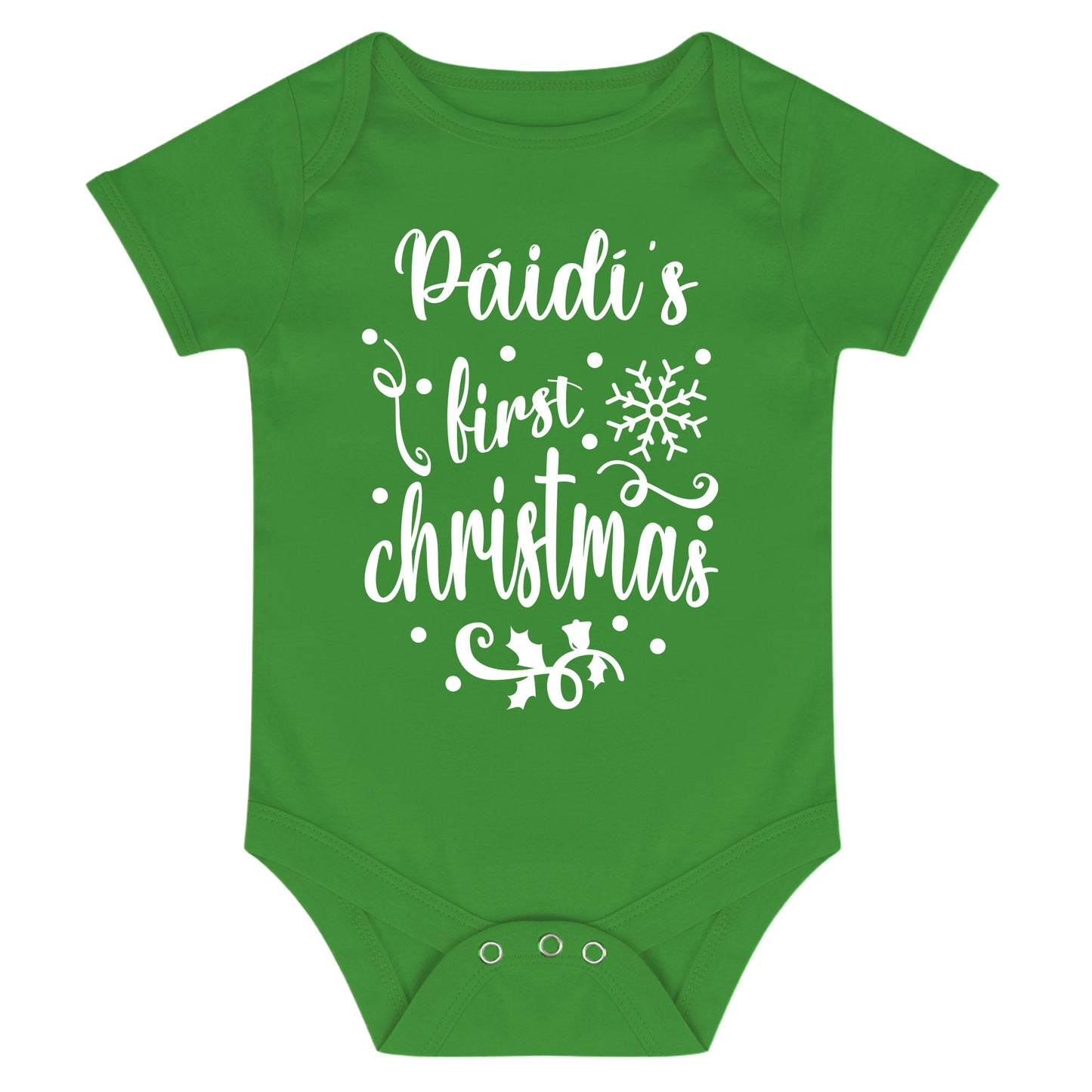 Personalised Babies First Christmas Vest Green