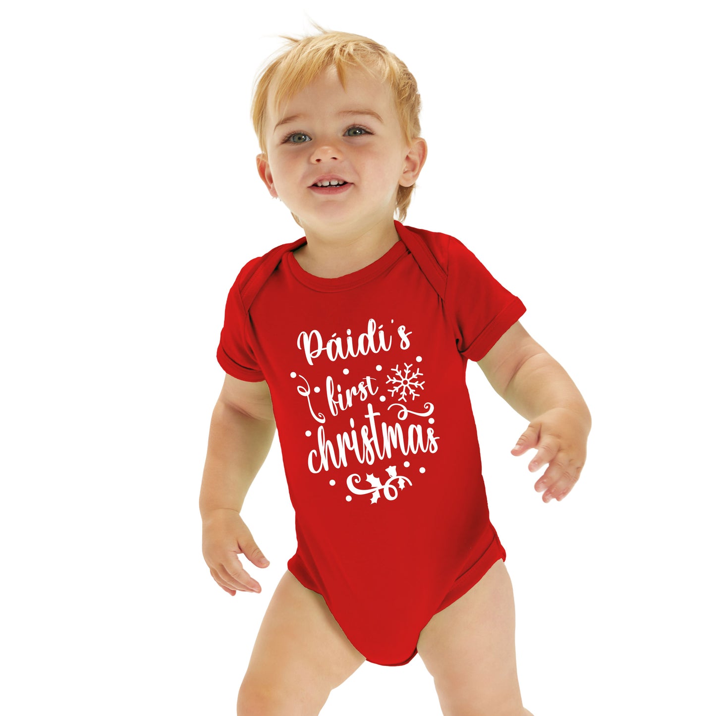 Personalised Babies First Christmas Vest Red