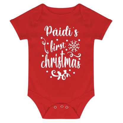 Personalised Babies First Christmas Vest Red