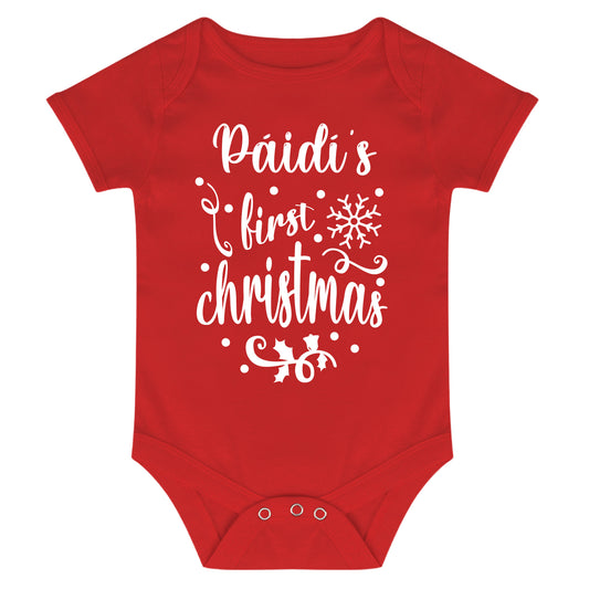 Personalised Babies First Christmas Vest Red