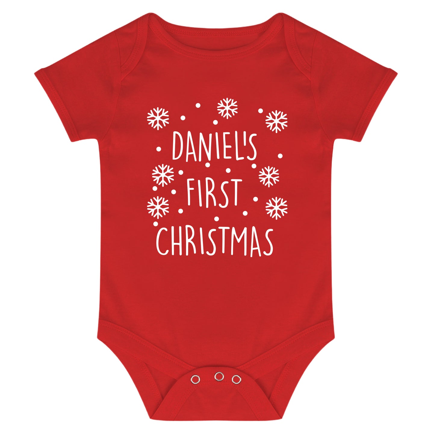 Personalised First Christmas Baby Vest Red