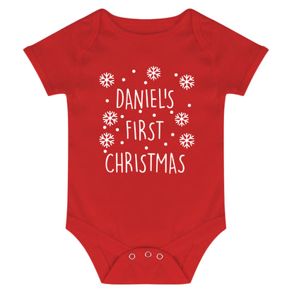 Personalised First Christmas Baby Vest Red