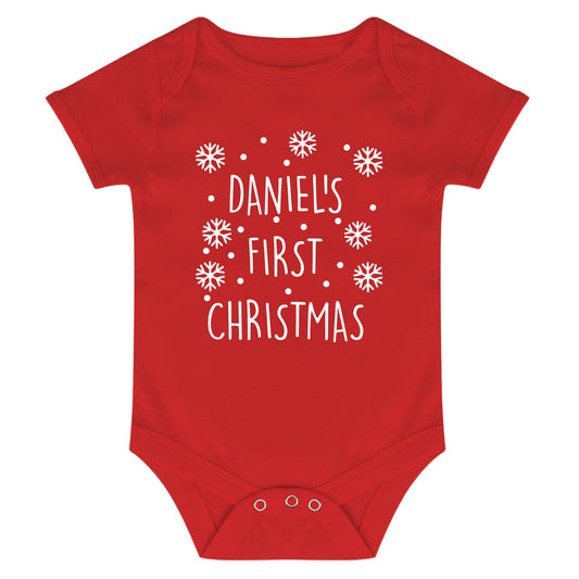 Personalised First Christmas Baby Vest Red