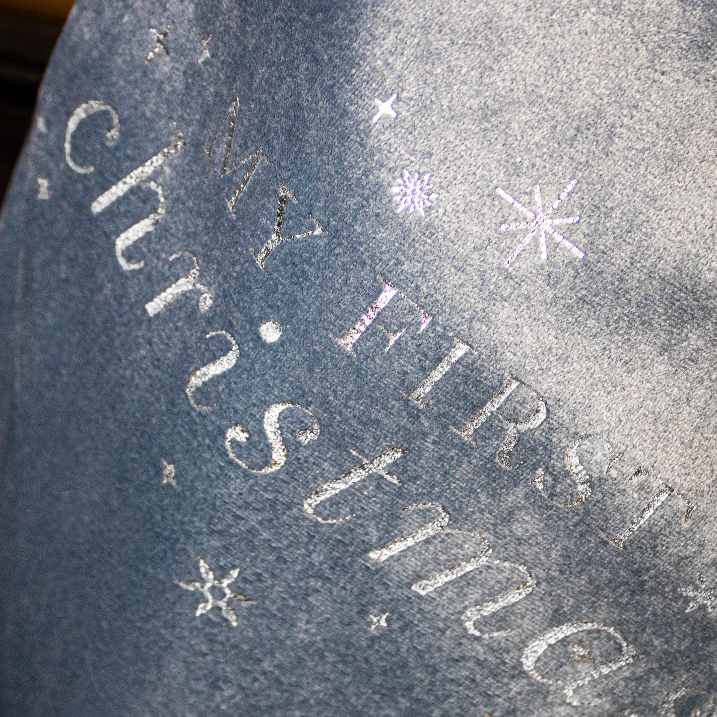 First Christmas Smokey Blue Velvet Stocking (Large - 64cm)
