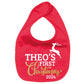 Baby's First Christmas Bib with gold glitter design