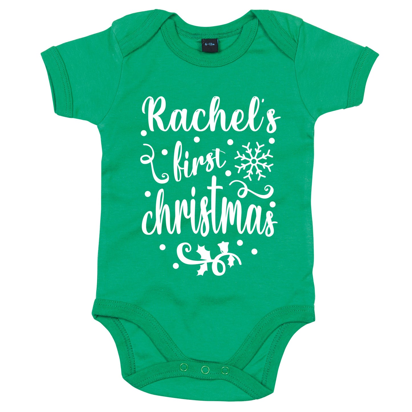 Personalised Babies First Christmas Vest Green