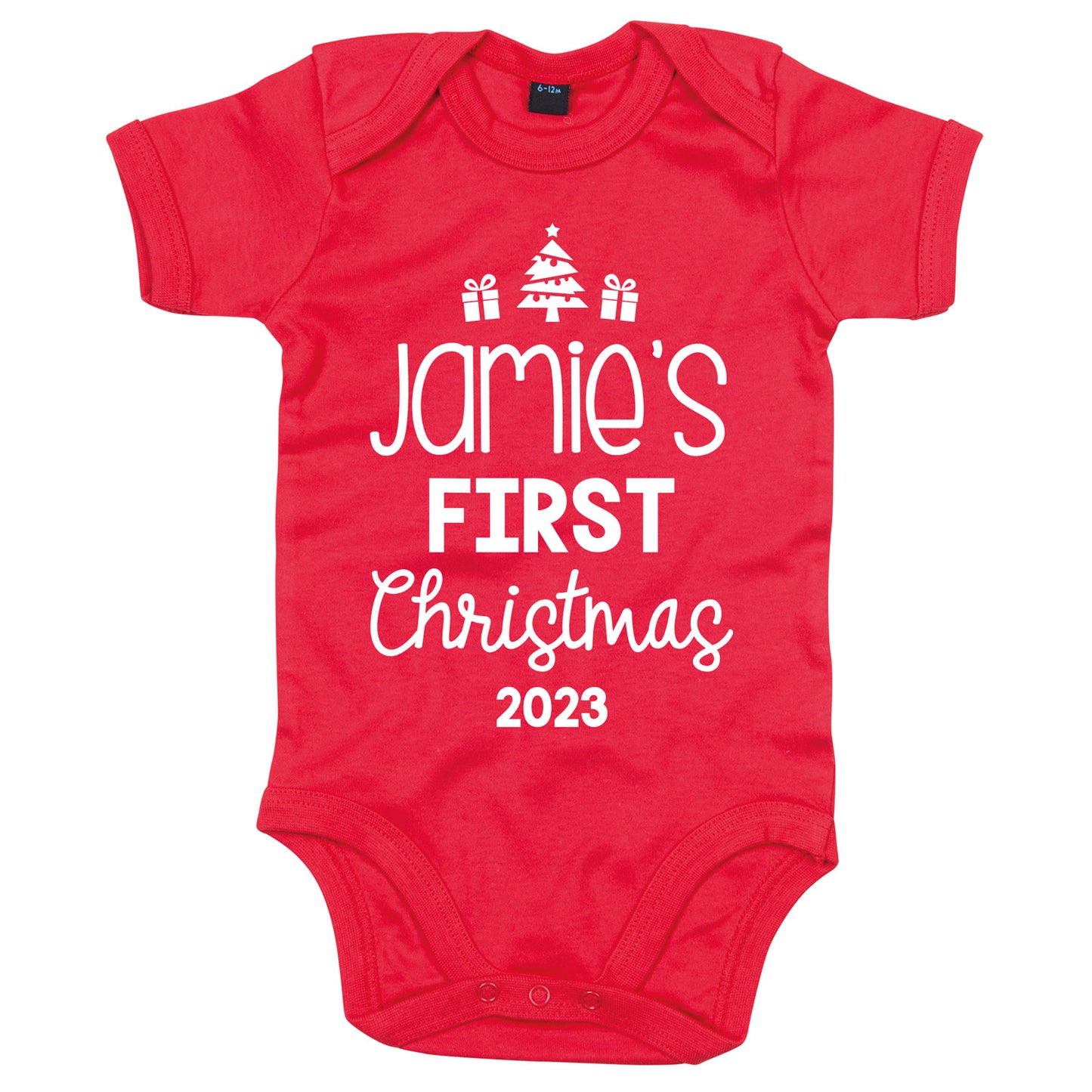 Personalised Babies First Christmas Vest Red
