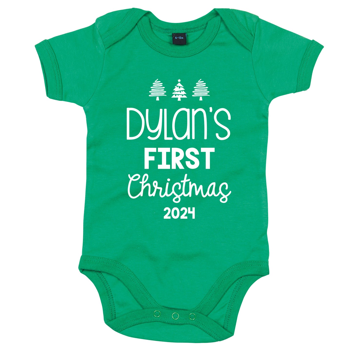 Personalised Babies First Christmas Vest Green