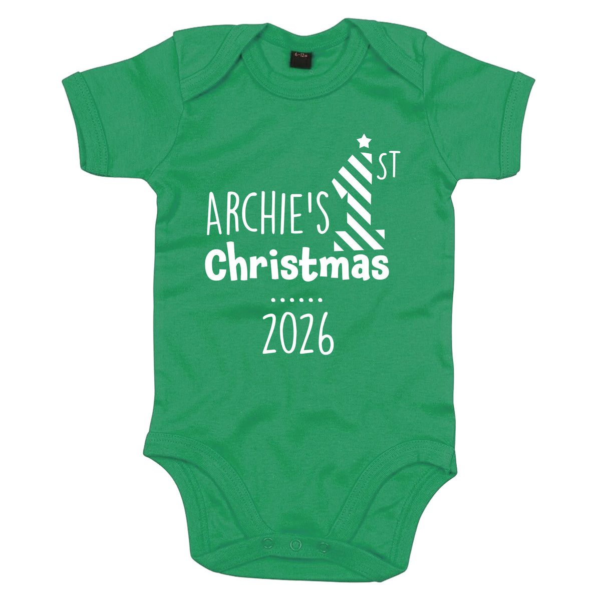 Personalised Babies First Christmas Vest Green