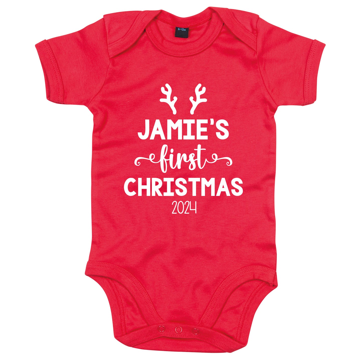 Personalised Babies First Christmas Vest Red