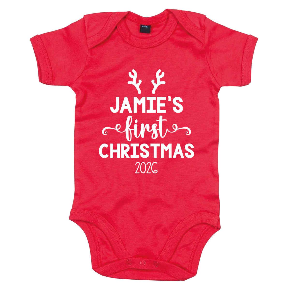Personalised Babies First Christmas Vest Red