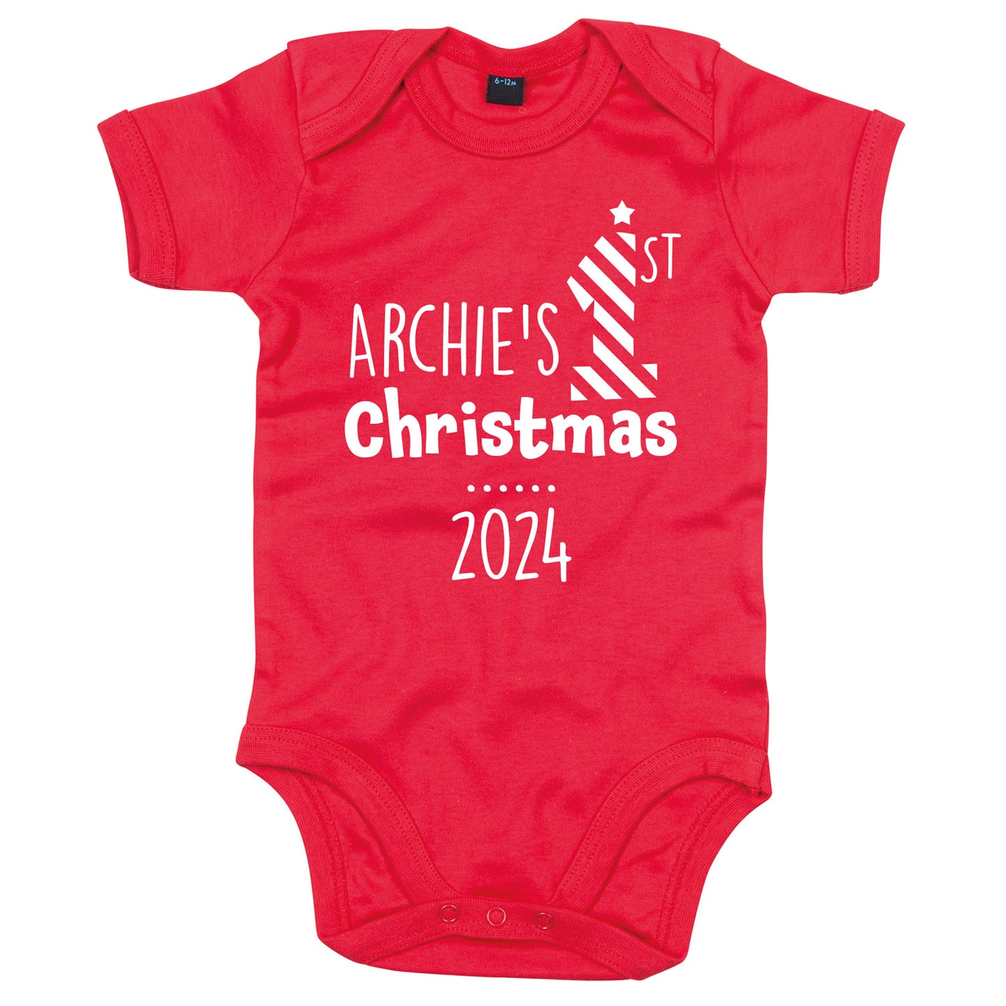 Personalised Babies First Christmas Vest Red