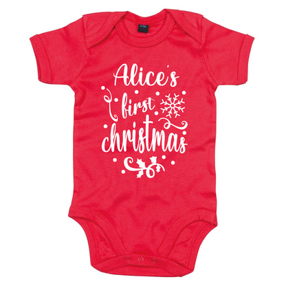 Personalised Babies First Christmas Vest Red