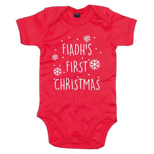 Personalised First Christmas Baby Vest Red