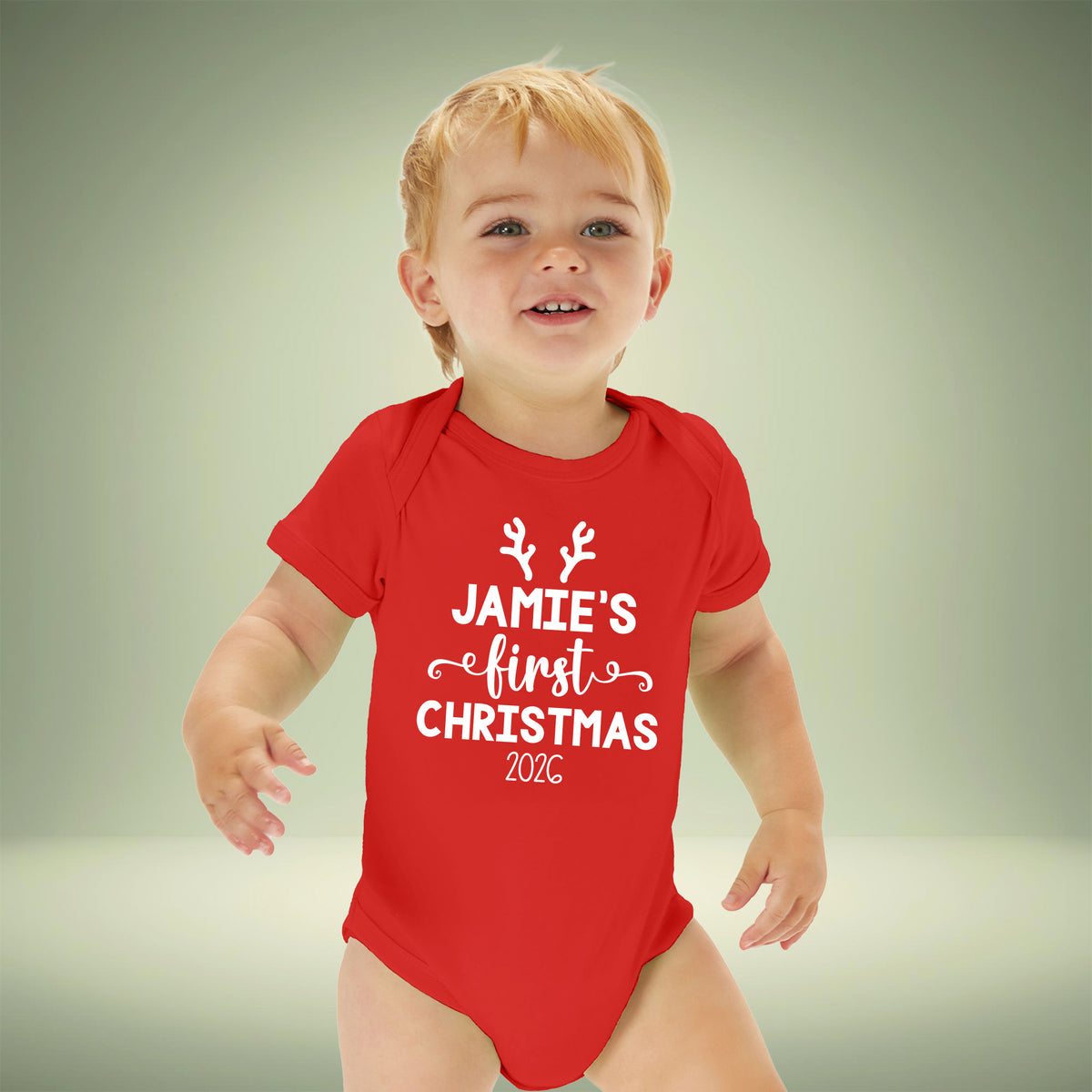 Personalised Babies First Christmas Vest Red
