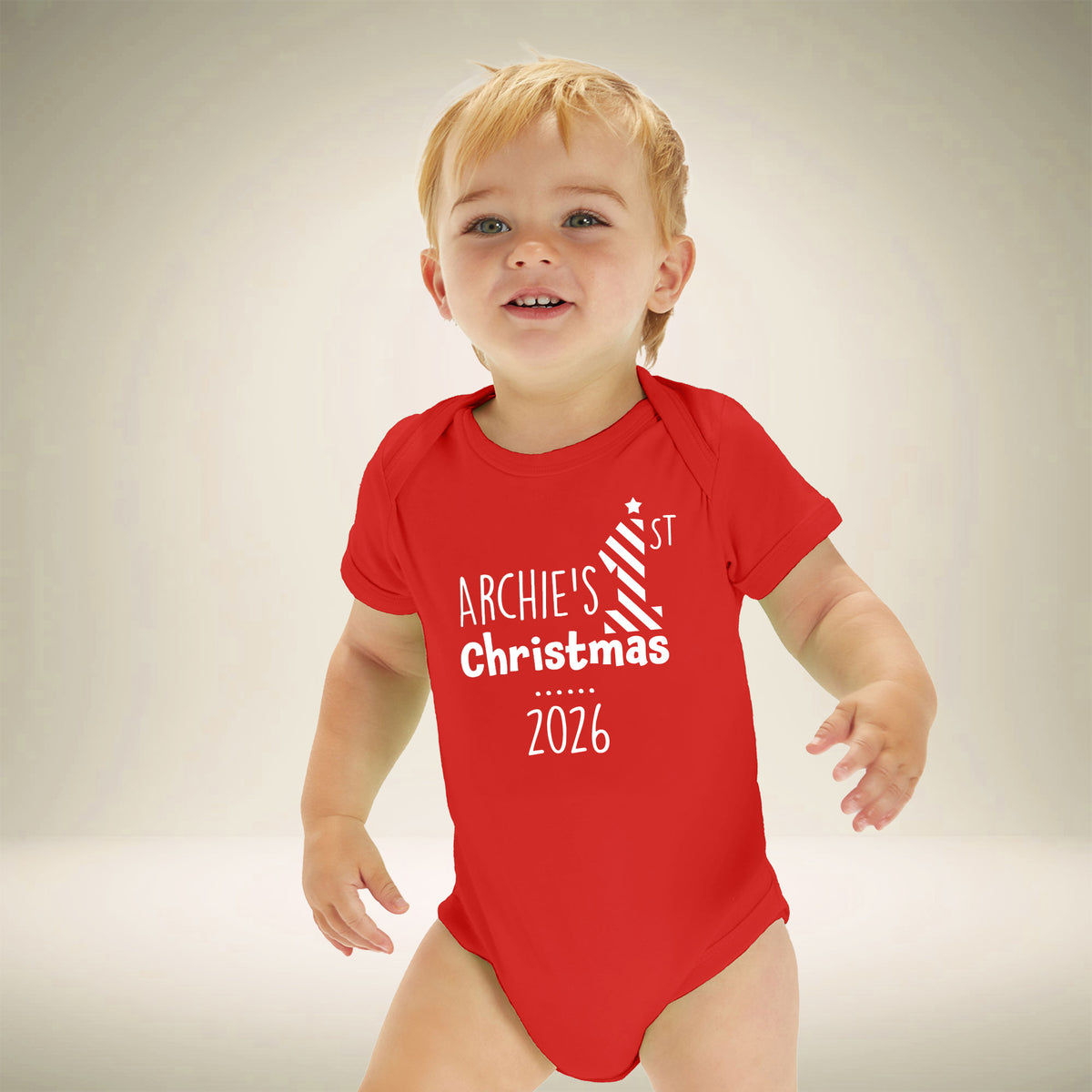 Personalised Babies First Christmas Vest Red