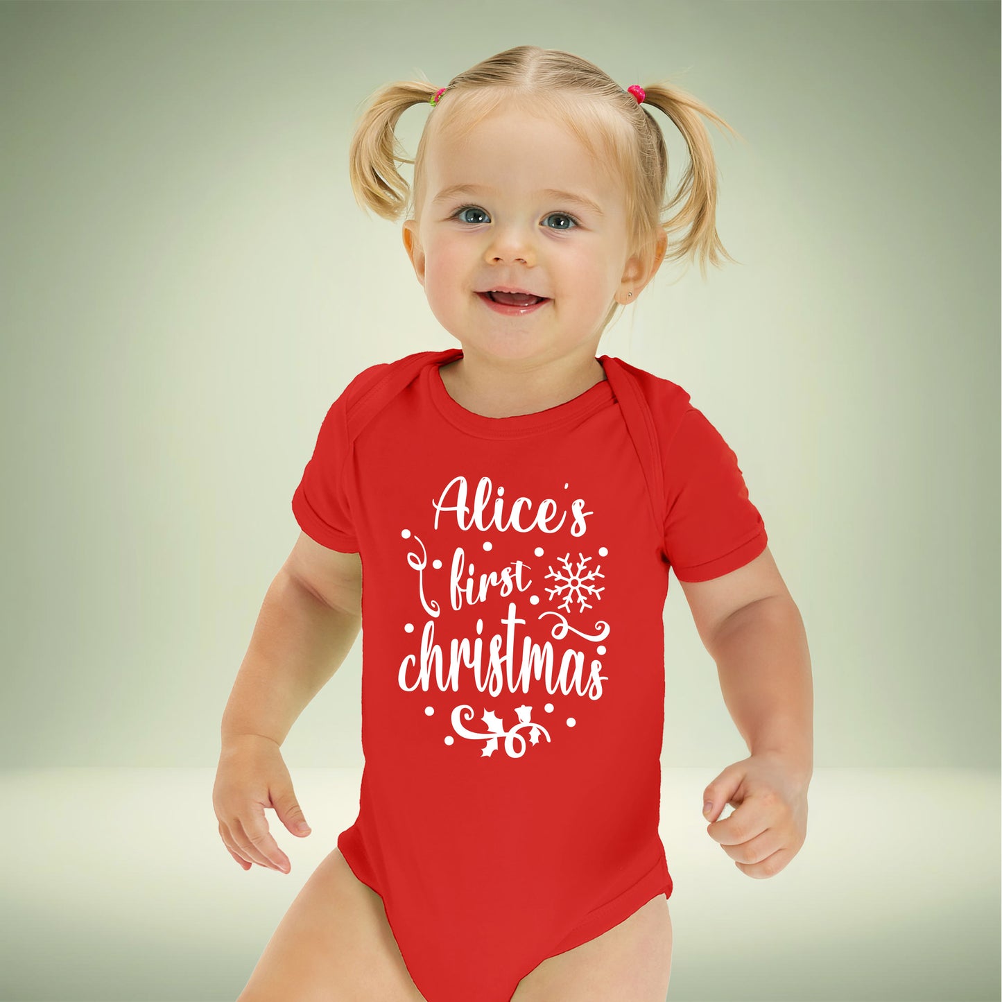 Personalised Babies First Christmas Vest Red