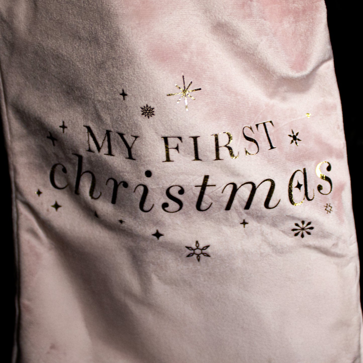 First Christmas Frosted Blush Velvet Stocking (Large - 64cm)
