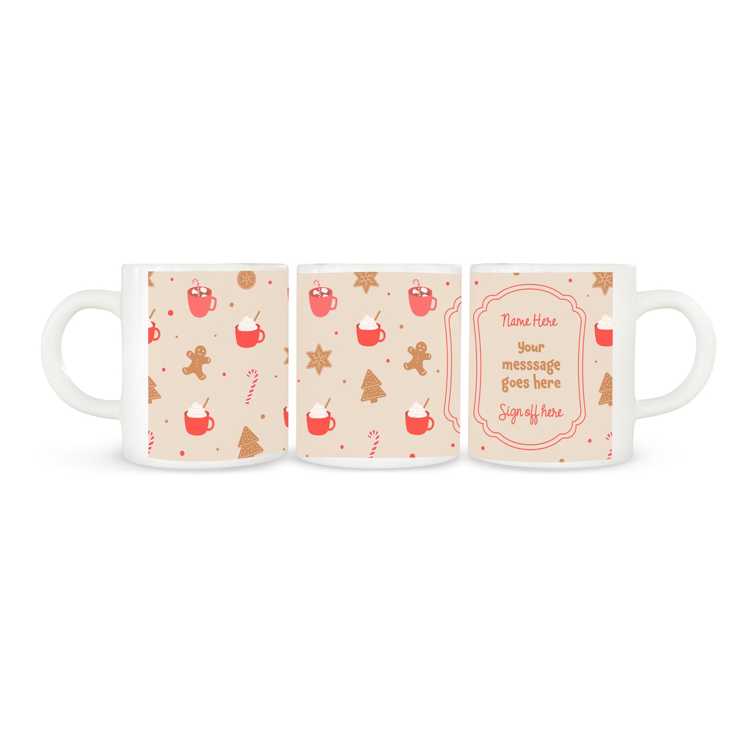 Gingerbread Patterned Personalised Christmas Mug