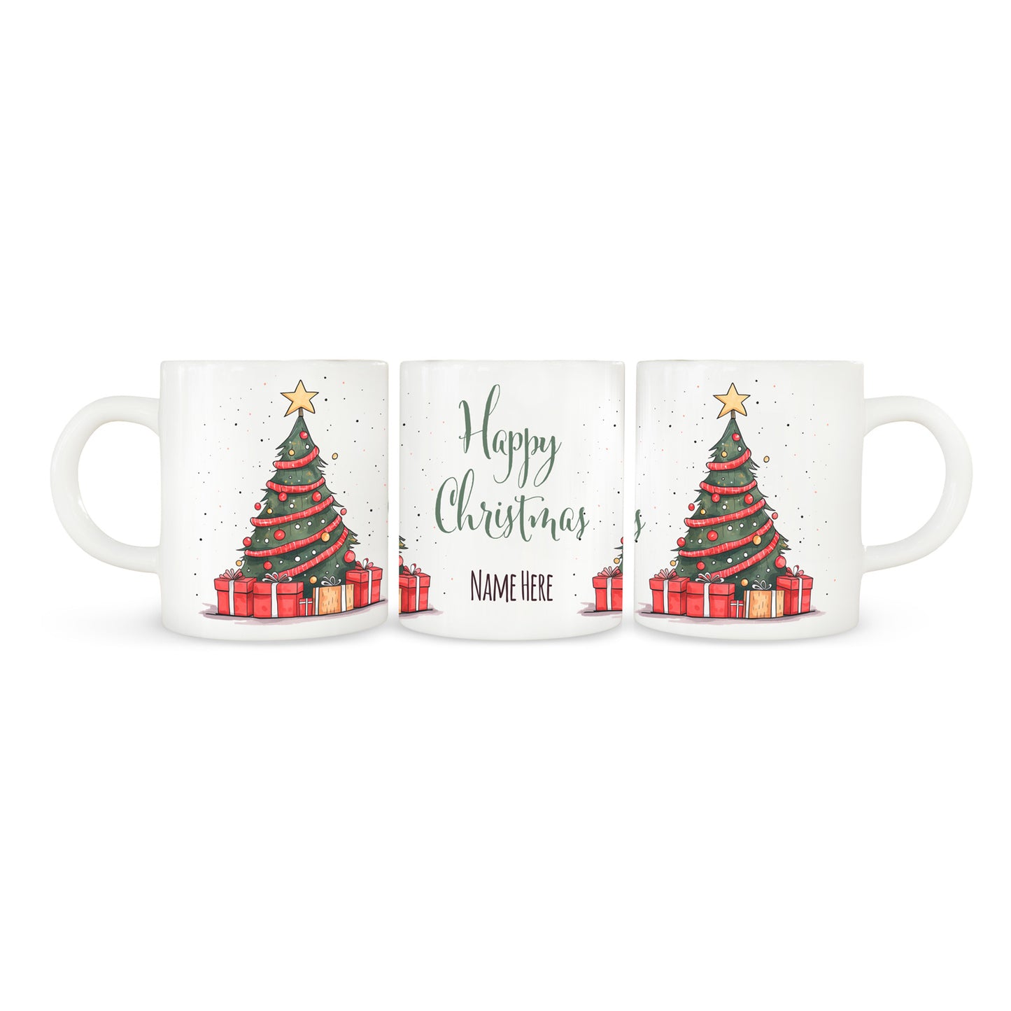 Personalised Happy Christmas Tree Mug